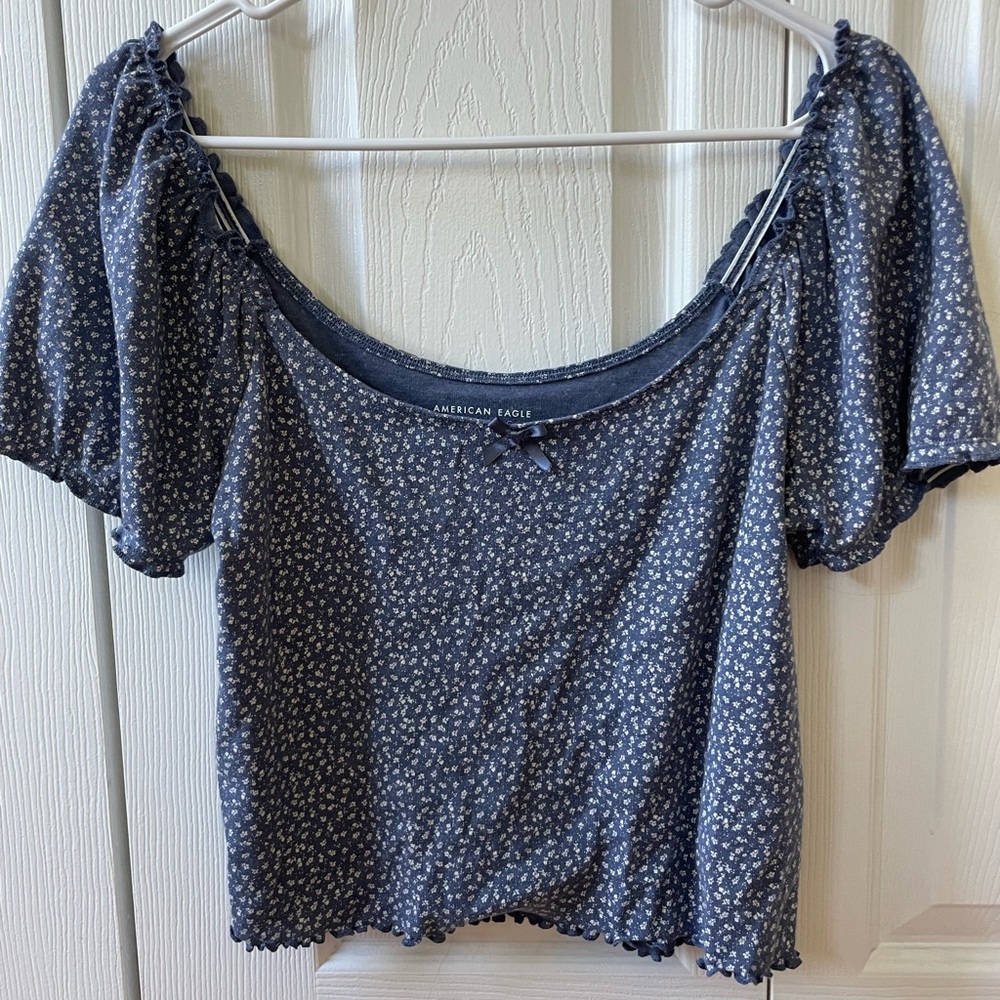 American Eagle Outfitters Blue Floral Top
